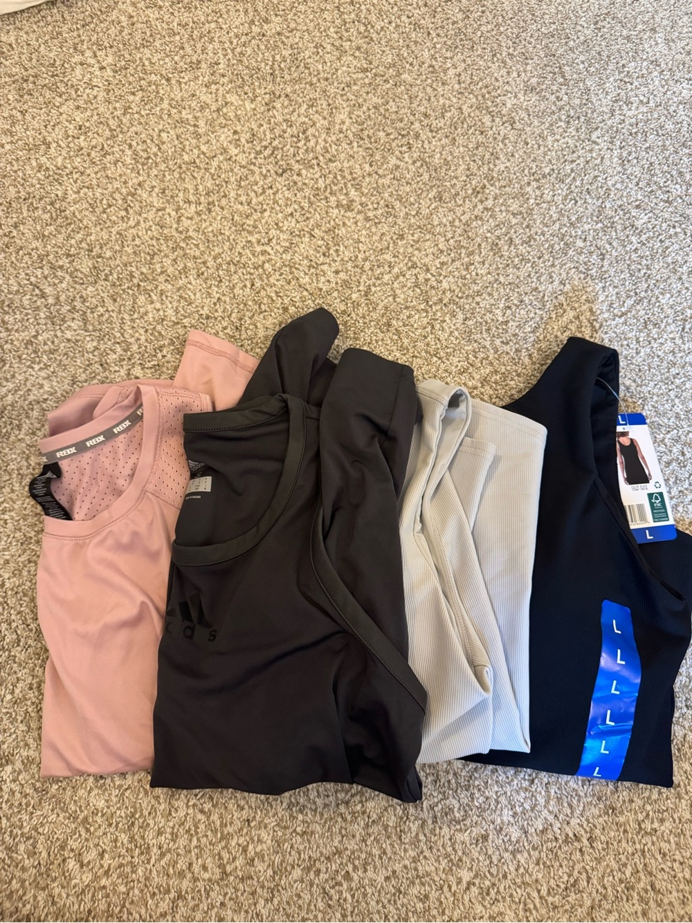 Assorted Athletic Tops - Pink, Dark Grey, Light Gray, Black